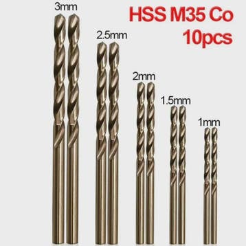 10-delige HSS M35 Kobalt Boorbits Set (1-3mm) voor Metaal &, Verzenden, Nieuw