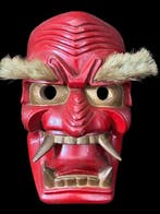 Noh masker - Hout - Japanse houten Tengu-masker (Zonder