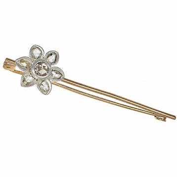 Broche - 18 karaat Geel goud, Zilver - 1.10ct. tw. Diamant