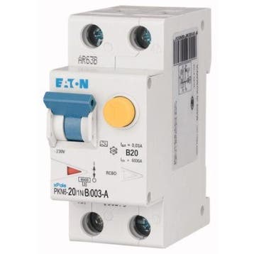 Eaton aardlekautomaat 1P+N B20 30mA PKN6-20/1N/B/003-A-MW, Ophalen of Verzenden, Nieuw