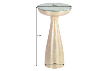 Handgemaakte bijzettafel ELEMENTS 55cm goudgroen marmer rond, Ophalen of Verzenden, Nieuw