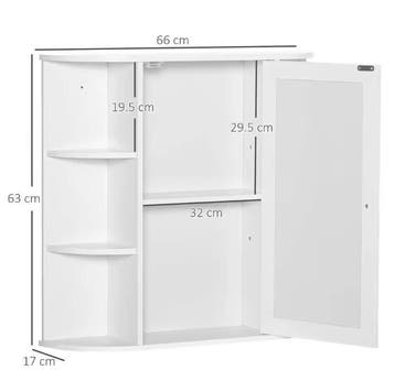 Witte Spiegelkast – Wandkast met 8 Vakken (66×17×63cm), Verzenden, Nieuw