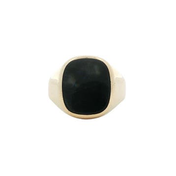 Gouden heren ring met onyx 14 karaat, Verzenden, Zo goed als nieuw, Goud