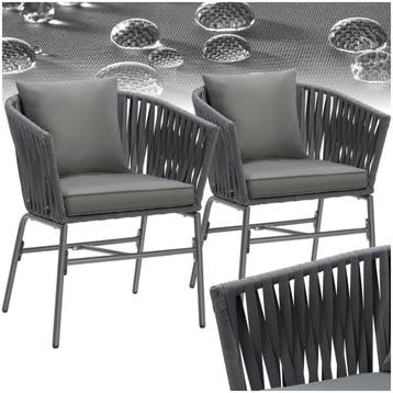 Stoelset Valeiras in rope-design, dikke kussens, 60x61x77cm, Tuin en Terras, Verzenden, Nieuw