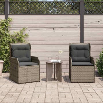 vidaXL Tuinbank 2 st Grijs poly rattan, Verzenden, Nieuw, Rotan, 2 zitplaatsen