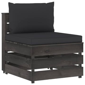 vidaXL Middenbank sectioneel met kussens grijs geïmpregneerd, Tuin en Terras, Verzenden, Nieuw, Hout