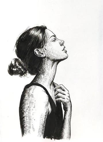 Dario Moschetta - Female Figure Ink Drawing Original 298 –