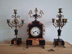 Klok en garnituur set (3) - Antiek Marmer - 1910-1920, Antiek en Kunst, Antiek | Klokken