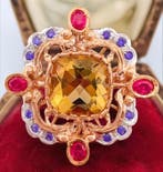 Zonder minimumprijs - Ring - 9 kt. Roségoud, Zilver Quartz -, Nieuw