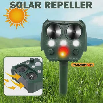 Solar Dier Afweerder Ultrasoon met LED Verlichting - Honden,