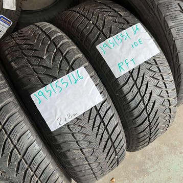 2 x Goodyear UltraGrip 195-55-16 RFT Winterbanden 8mm, Gebruikt, 16 inch, Band(en), Personenwagen