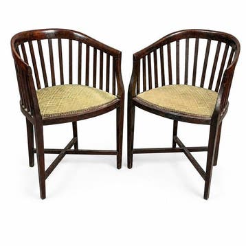 Barrel-back chairs - Fauteuil - Hout, Textiel -