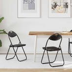 vidaXL Inklapbare stoel 2 pcs Zwart 48 x 43,5 x 81 cm Nep, Huis en Inrichting, Verzenden, Nieuw, Zwart