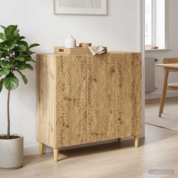 vidaXL Dressoir Artisanaal eiken 89 x 34,5 x 80 cm Bewerkt, Huis en Inrichting, Kasten | Dressoirs, Verzenden, Nieuw, Overige houtsoorten