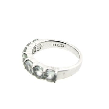 Tirisi witgouden ringen set met aquamarijn en diamanten;..., Gebruikt, Ophalen of Verzenden, 17 tot 18, Met edelsteen