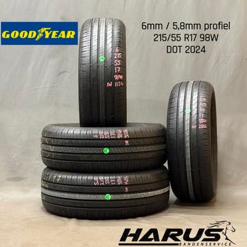 215/55/17 98W Goodyear zomerbanden 6/5,8mm profiel 4X, 17 inch, Ophalen of Verzenden, Band(en), Personenwagen