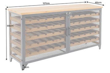 Wijnkast BODEGA 130 cm voor 55 flessen, naturel vurenhout, Huis en Inrichting, Ophalen of Verzenden, Nieuw