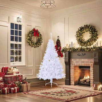 vidaXL Kunstkerstboom met standaard half 150 cm PVC wit, Verzenden, Nieuw