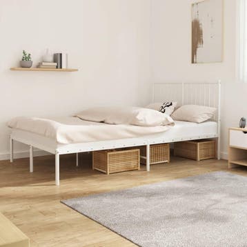 vidaXL Bedframe met hoofdbord metaal wit 120x200 cm, Verzenden, Wit, Nieuw, Twijfelaar