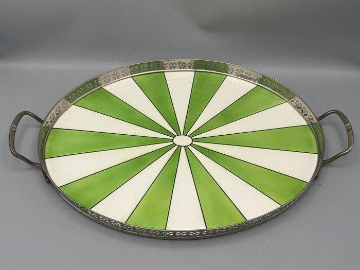 Dienblad - Metaal, Keramiek - Art Deco dienblad, Antiek en Kunst, Kunst | Designobjecten