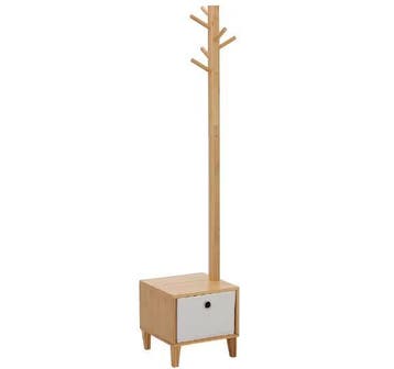 Bamboe Kapstok met Bank, Lade en 8 Haken – 35×35×177 cm, Huis en Inrichting, Woonaccessoires | Kapstokken, Verzenden, Nieuw