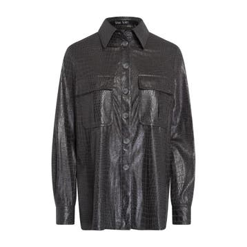 Marc Aurel • zwarte blouse dierenprint • 36, Marc Aurel, Verzenden, Zwart, Nieuw