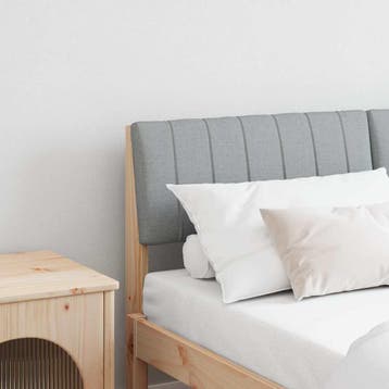 vidaXL Gestoffeerd hoofdbord Lichtgrijs 135 cm Massief, Verzenden, Nieuw, Bruin, Hout
