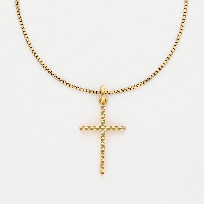 Ketting met hanger - 18 karaat Geel goud - Kruis, Sieraden, Tassen en Uiterlijk, Antieke sieraden