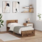 vidaXL Bedframe met hoofdeinde Oud Hout 75 x 190 cm Bewerkt, Verzenden, Nieuw, Bruin, Hout