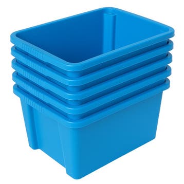 Set 5 Blauwe Opbergboxen – Stapelbaar – 32 Liter Inhoud, Ophalen of Verzenden, Nieuw