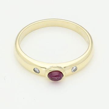 Ring - 14 karaat Geel goud - Diamant - Robijn, Sieraden, Tassen en Uiterlijk, Ringen, Nieuw