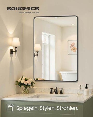 Wandspiegel – Rechthoekig – 91x61 cm - Aluminium frame -, Huis en Inrichting, Woonaccessoires | Spiegels, Verzenden, Nieuw