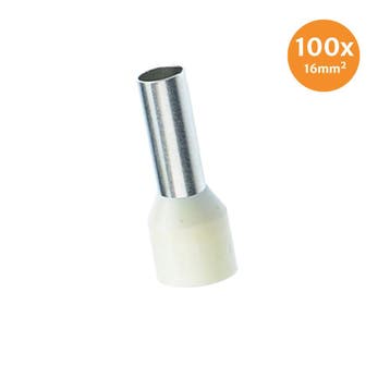 Adereindhuls Geïsoleerd 16mm² Ivoor 100 stuks, Ophalen of Verzenden, Nieuw