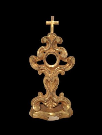Reliekhouder - Hout, Glas, Textiel - 1850-1900 - 28 cm