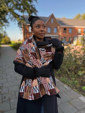Warme Sjaal met Afrikaanse print Unisex - Bruine Bogolan Mos, Kleding | Dames, Ophalen of Verzenden, Nieuw