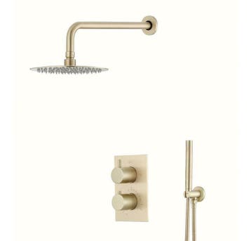 AKTIE: Inbouw regendouche Mat Goud geborsteld regendoucheset, Ophalen of Verzenden, Nieuw, Douche