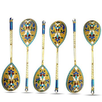 Antique Imperial Russian 84 Zolotnik Silver & Enamel