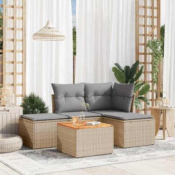 vidaXL Patio Sofa Set 5-zits Mix Beige en Lichtgrijs, Tuin en Terras, Verzenden, Nieuw