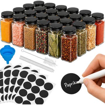 Ruhhy Kruidenpotjes set 24 stuks van glas 120 ml met 2-in..., Huis en Inrichting, Ophalen of Verzenden, Nieuw