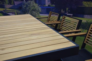 York bartafel 180x82xH106,5 cm aluminium antraciet teak, Ophalen of Verzenden, Nieuw, Teakhout