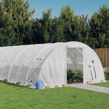 vidaXL Tuinkas met stalen frame 96 m² 24x4x2 m wit, Verzenden, Nieuw