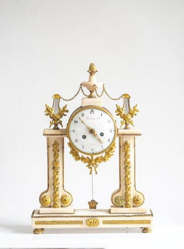 Portico klok Louis XVI - Verguld brons - 1790, Antiek en Kunst