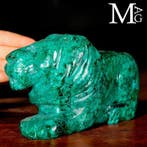 Kostbaar malachietbeeld - Leeuw in malachiet: De majesteit