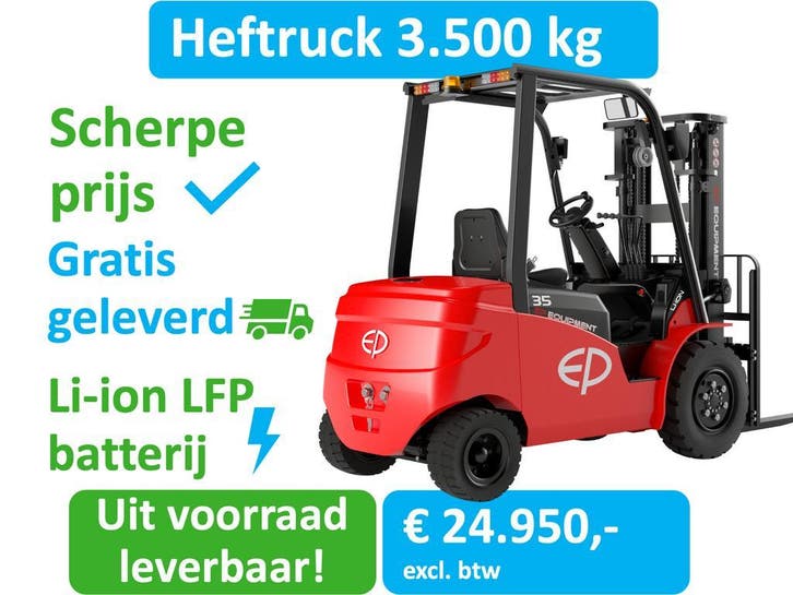 Heftruck 3500 kg, op voorraad en 5 jaar garantie op de accu!, Zakelijke goederen, Machines en Bouw | Heftrucks en Intern transport
