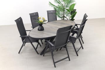 Hartman Milaan/Silva houtlook 240x115 cm. ovale tuinset -, Verzenden, Nieuw, Overige materialen, Tuinset