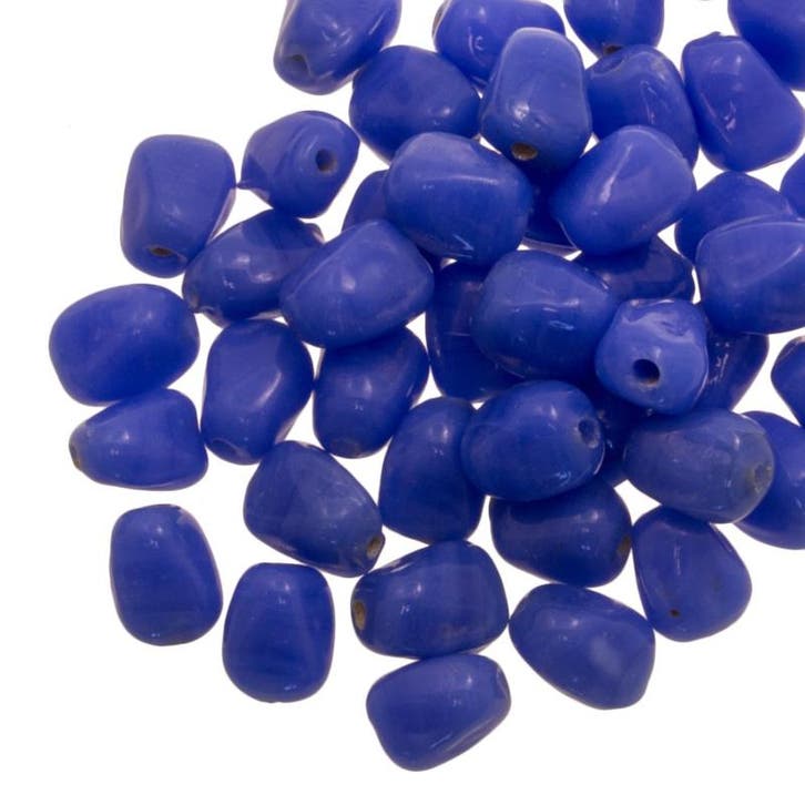 5 x Glaskralen Pebble Cornflower (Pebble vintage glaskralen), Hobby en Vrije tijd, Kralen en Sieraden maken, Kraal, Nieuw, Ophalen of Verzenden