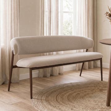 *WOONWINKEL* Eetbank Met Ronde Rugleuning Walnoot 160 Cm, Verzenden, Nieuw, Stof