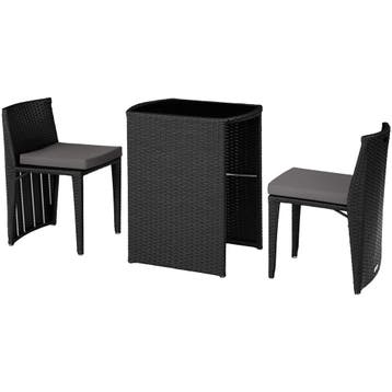 Aluminium wicker bistroset Hamburg - zwart, Verzenden, Nieuw