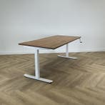 zit-sta slingerbureau 180x80 cm, Cognac - Wit, Huis en Inrichting, Bureaus, Ophalen of Verzenden, Gebruikt