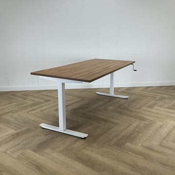 zit-sta slingerbureau 180x80 cm, Cognac - Wit, Ophalen of Verzenden, Gebruikt
